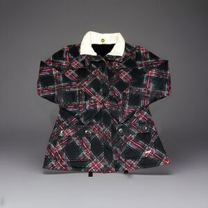 Roxy Black And Red Plaid Jacket Juniors Size L Fleece Collar Pockets Logo Tag